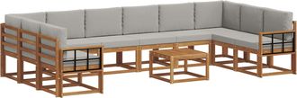 vidaXL Conjunto De Sof&aacute;s De Exterior 11 Uds. Gris Natural Y Claro Vidaxl