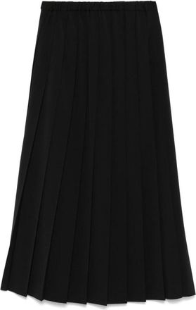 Junya Watanabe Zwarte Geplooide Midi Rok Wolmix - Dames - Midirokken - Zwart - S - Wol - Rokken