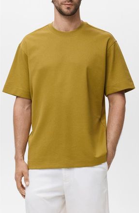 Mango Relaxed Fit Heavyweight Cotton Blend T-Shirt in Ochre at Nordstrom, Size X-Small