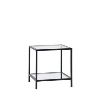Klast Mesa auxiliar de cristal y metal negro 50x55 cm