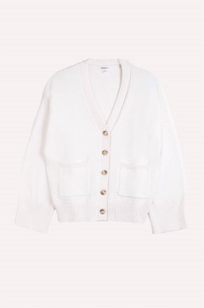 Minnie Rose Womens Luxe V-Neck Cardigan In Starch