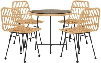 vidaXL 5 Piece Garden Dining Set Poly Rattan Vidaxl