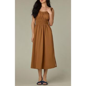 Wit & Wisdom Smocked Waist Sleeveless Midi Dress in Butter Toffee at Nordstrom, Size X-Large P