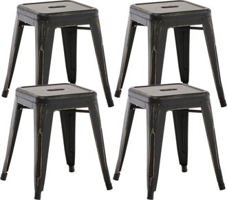 Clp Set De 4 Taburetes Bajos Armin Negro-dorado
