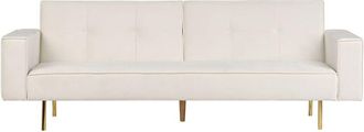 Beliani Beliani - Divano letto moderno in velluto a 3 posti con rivestimento in tessuto trapuntato Braccioli a binario bianco sporco Visnes