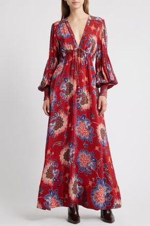 Farm Rio Luang Long Sleeve Maxi Dress in Red at Nordstrom Rack, Size Xx-Small