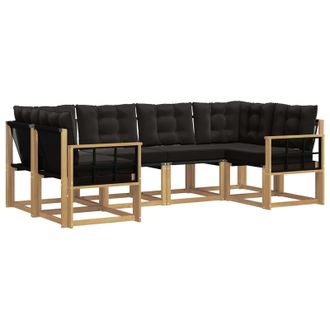 vidaXL Conjunto De Sof&aacute;s De Exterior Con Coj&iacute;n 6 Pcs Blanco Y Negro Vidaxl