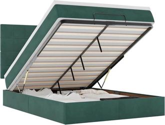 vidaXL Ottoman Bed with Mattresses Dark Green 140x200cm Velvet vidaXL