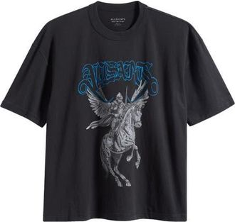 AllSaints Vanguard Short Sleeve Organic Cotton T-Shirt in Washed Black at Nordstrom, Size Xx-Large