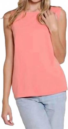 Multiples High Neck Scoop Tank Top In Coral Pink