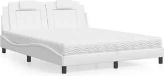 vidaXL Cama Con Colch&oacute;n Cuero Sint&eacute;tico Blanco 160x200 Cm Vidaxl