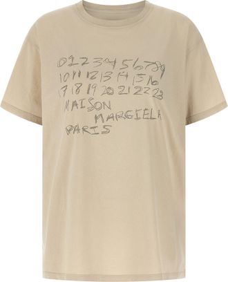 Maison Margiela Printed T Shirt Beige-Donna