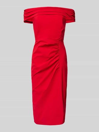 Sistaglam Knielanges Cocktailkleid mit Raffungen in Rot, Gr&ouml;&szlig;e 34