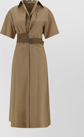Brunello Cucinelli long dress with v-neck and wide skirt
