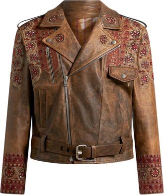 Etro Giacca biker in pelle - Marrone