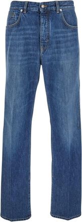 Givenchy Blue Five-Pocket Jeans With Logo Patch On The Back In Denim Man