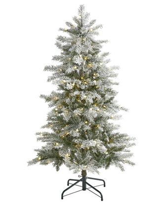 Nearly Natural 5Ft. Slim Flocked Nova Scotia Spruce Artificial Christmas Tree