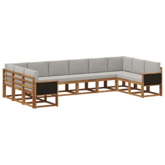 vidaXL Conjunto De Sof&aacute;s De Exterior 10 Pcs Natural Y Gris Claro Vidaxl