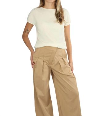 Vince Womens Directional Pleated Top In Porcelain