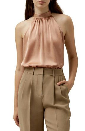 LilySilk Graceful Breeze Silk Halter Top in Quartz Rose at Nordstrom, Size Medium