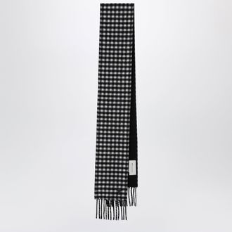 Ami Black and ivory checked wool scarf