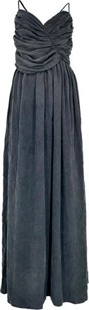 Zimmermann Pre-owned Womens V-Neck Gathered Maxi Dress in Grey Viscose - Size X-Small/Small