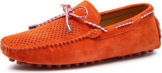 Generic Mens Loafers Shoes PU Suede Vamp Deck Shoes Design 1-Eye Perforated Option Breathable Resistant Anti-Slip Flat Heel Lightweight Comfortable Fashion(Br