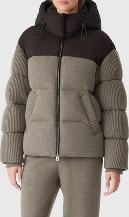 Mackage Greer Mixed Media Wool & Cashmere Blend Hooded Down Jacket in Coffee at Nordstrom, Size X-Small