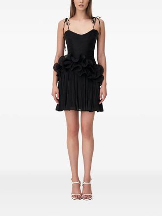 Ana Radu ruffled-detail mini dress - women - Polyester - L - Black