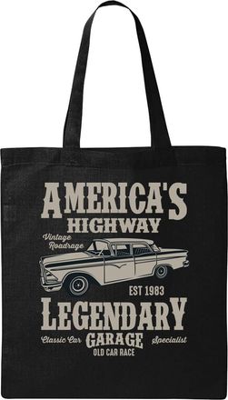 Generic Americas Highway 1983 Legendary Garage Natural Ecological Cotton Tote Bag Black