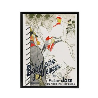Artery8 The German Babylon Novel Advert Framed Canvas Wall Art Print Lautrec in White | Size: W24 x H32