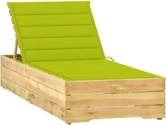vidaXL Tumbona Con Coj&iacute;n Verde Brillante Madera De Pino Impregnada Vidaxl