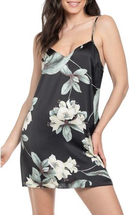 Midnight Bakery Satin Chemise in Black at Nordstrom, Size X-Large
