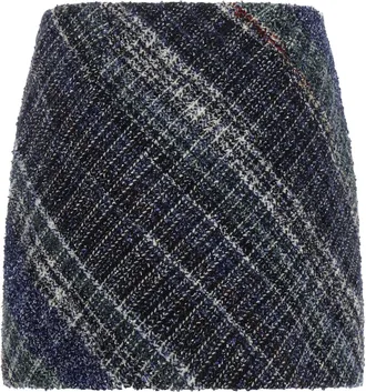 Missoni Diagonal-Check Wool Blend Skirt - Navy