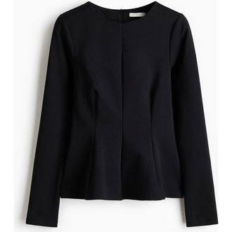 H&M Jersey Peplum Top in Black at Nordstrom, Size X-Small