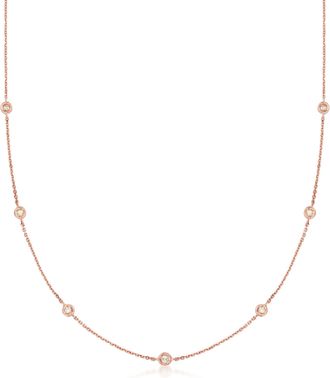 RS Pure by Ross-Simons Diamond Station Necklace in 14kt Rose Gold