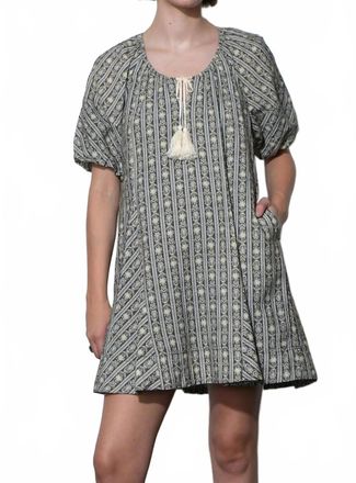 Greylin Elena Stripe Bubble Sleeve Mini Dress In Slate