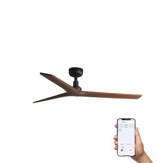 Faro Barcelona Ventilador sin luz madera de pino nogal oscuro 125x125x24 cm
