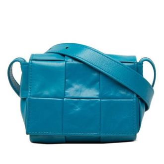 Bottega Veneta Pre-owned Candy Cassette Shoulder Bag - Dames - Pre-owned - Blauw - Maat: ONE Size Leer