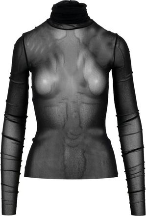 Philosophy di Lorenzo Serafini Stretch Tulle Turtleneck - Dames - Longsleeves - Zwart - M - Tops
