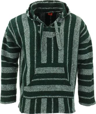 Loud Elephant Recycled Mexican Baja Jerga Hoody - Black Green Grey (XX-Large)