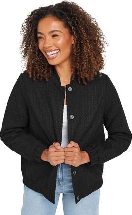 M&Co Womens Boucle Bomber Jacket - Womens Black