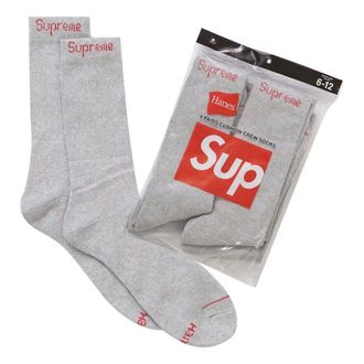 SUPREME Hanes Crew Socks 4 Pack SS24 Heather Grey SUP-SS24-006
