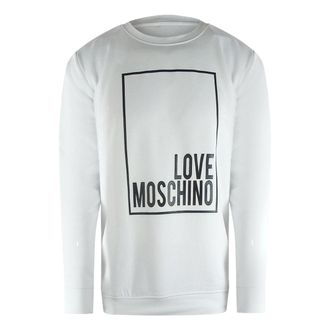 Moschino Mens Love Box Logo White Sweatshirt Cotton - Size X-Large