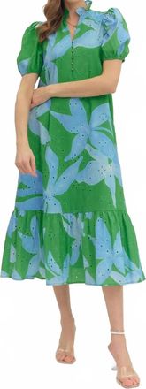 Entro Leilani Dress In Green/blue