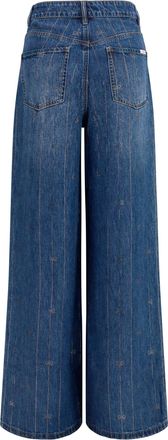 Self Portrait Womens Jeans Crystal-Striped Blue Lyocell