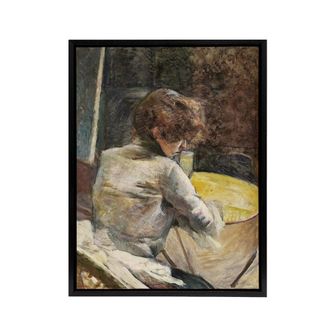 Artery8 Waiting at the Studio Framed Canvas Wall Art Print Toulouse Lautrec in Brown | Size: W24 x H32