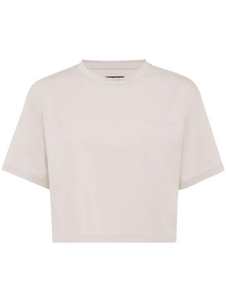 Plein Sport cropped crew-neck T-shirt - women - Modal/Cotton/Spandex/Elastane - M - Grey