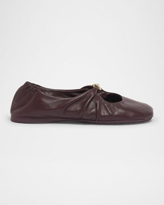 Loewe Pebble Soft Leather Ballerina Flats