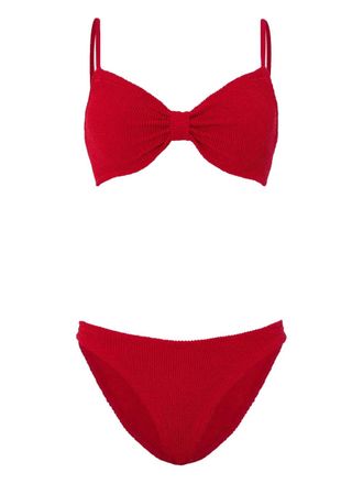 Hunza G Alicia bow-effect bikini set - women - Polyamide/Elastane - One Size - Red